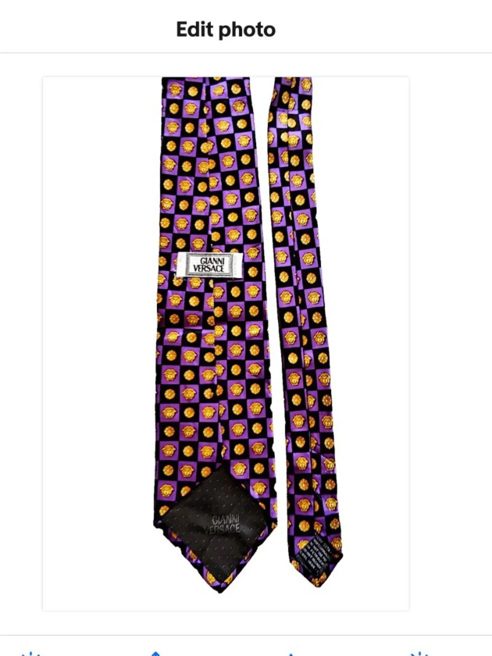 90s GIANNI VERSACE Barocco Acanthus/Medusa Logo Checkerboard Men's Silk Tie